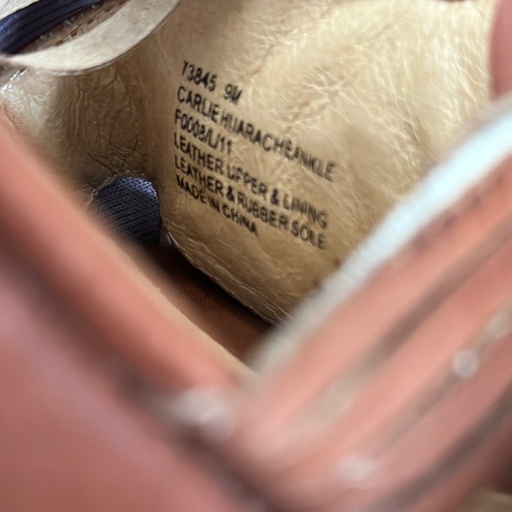 FRYE Carlie Huarache Ankle Brown Leather Wedge Sandals - Picture 14 of 14